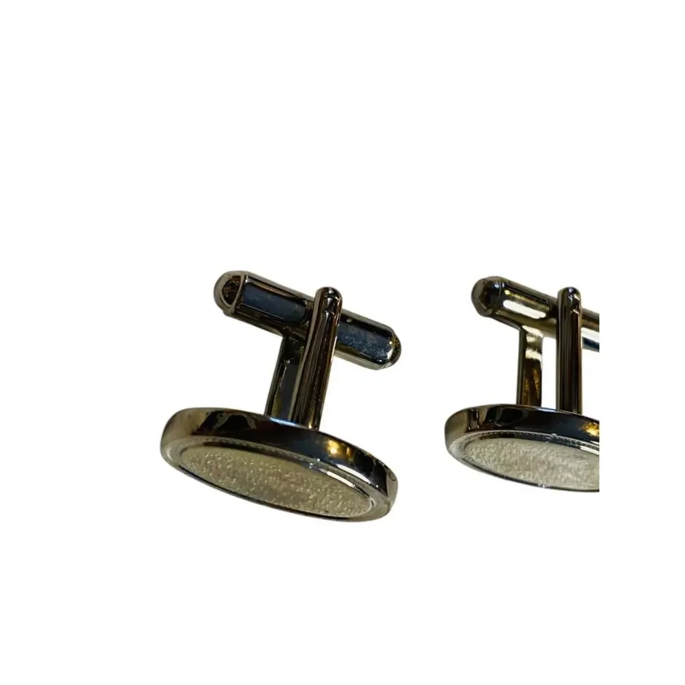 Silvertone BulletBack Cuff Links Oval 20mm Cufflinks